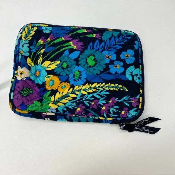 Vera Bradley Midnight Blue Floral Wallet Wristlet & Tablet Sleeve Zip Closure - Picture 4 of 14